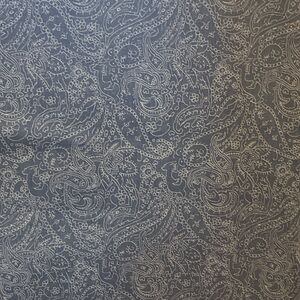 Blue Paisley Print Fabric Vintage 4 Yards